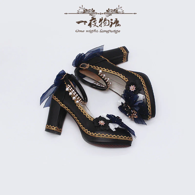 One Night - Bright PU Wedding Lolita Thick High Heels - Image 5