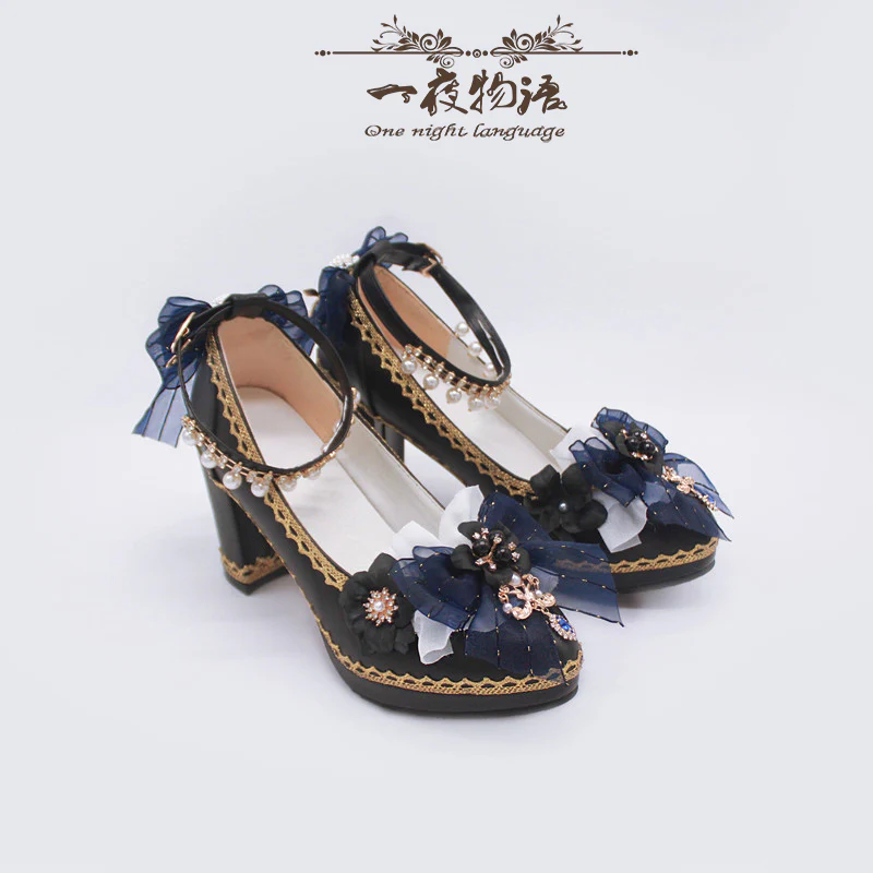 One Night - Bright PU Wedding Lolita Thick High Heels - Image 8