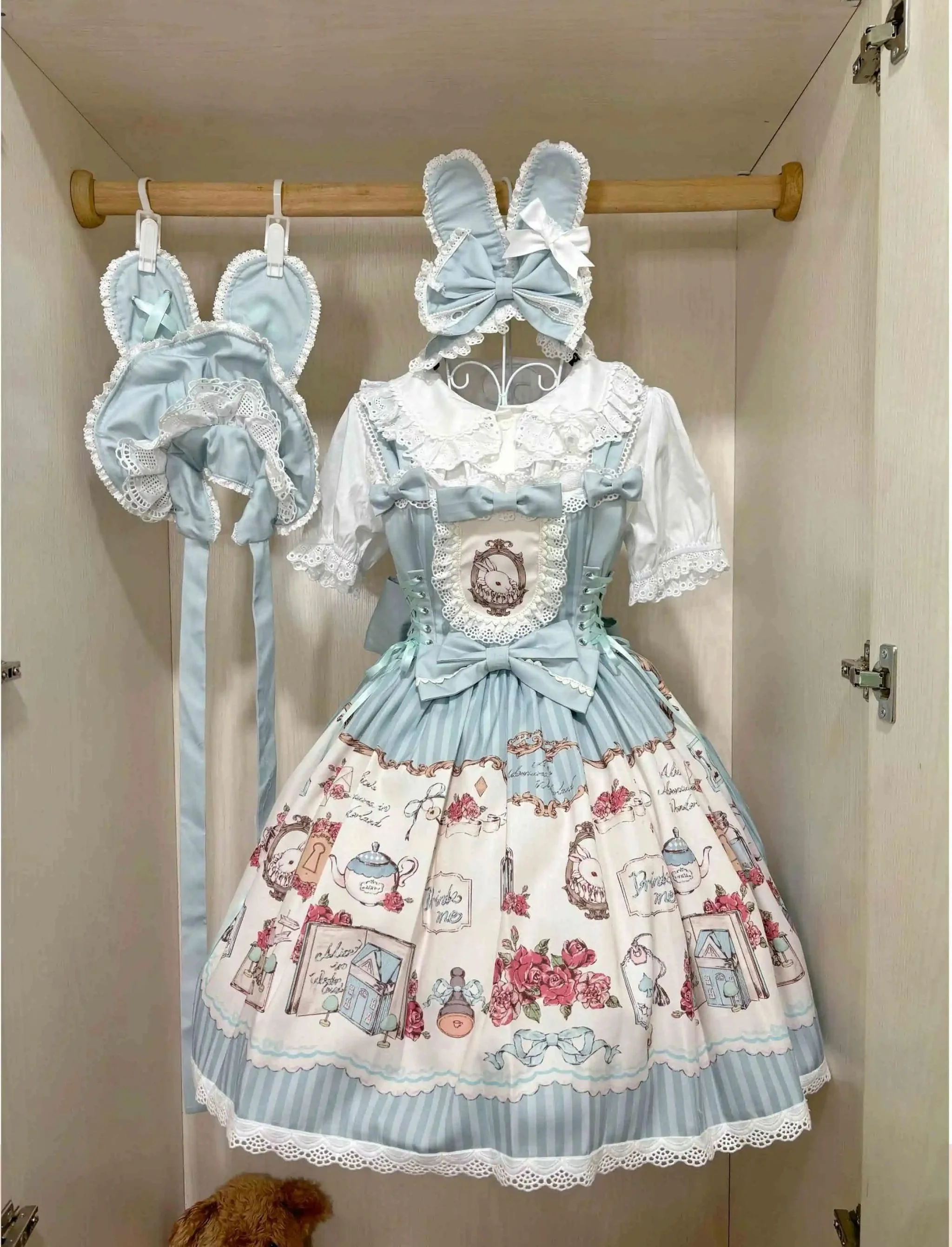 MeowMeow - Rabbit Collection Box - Bunny Print Kawaii Lolita JSK Dress, 3 Colors - Image 25