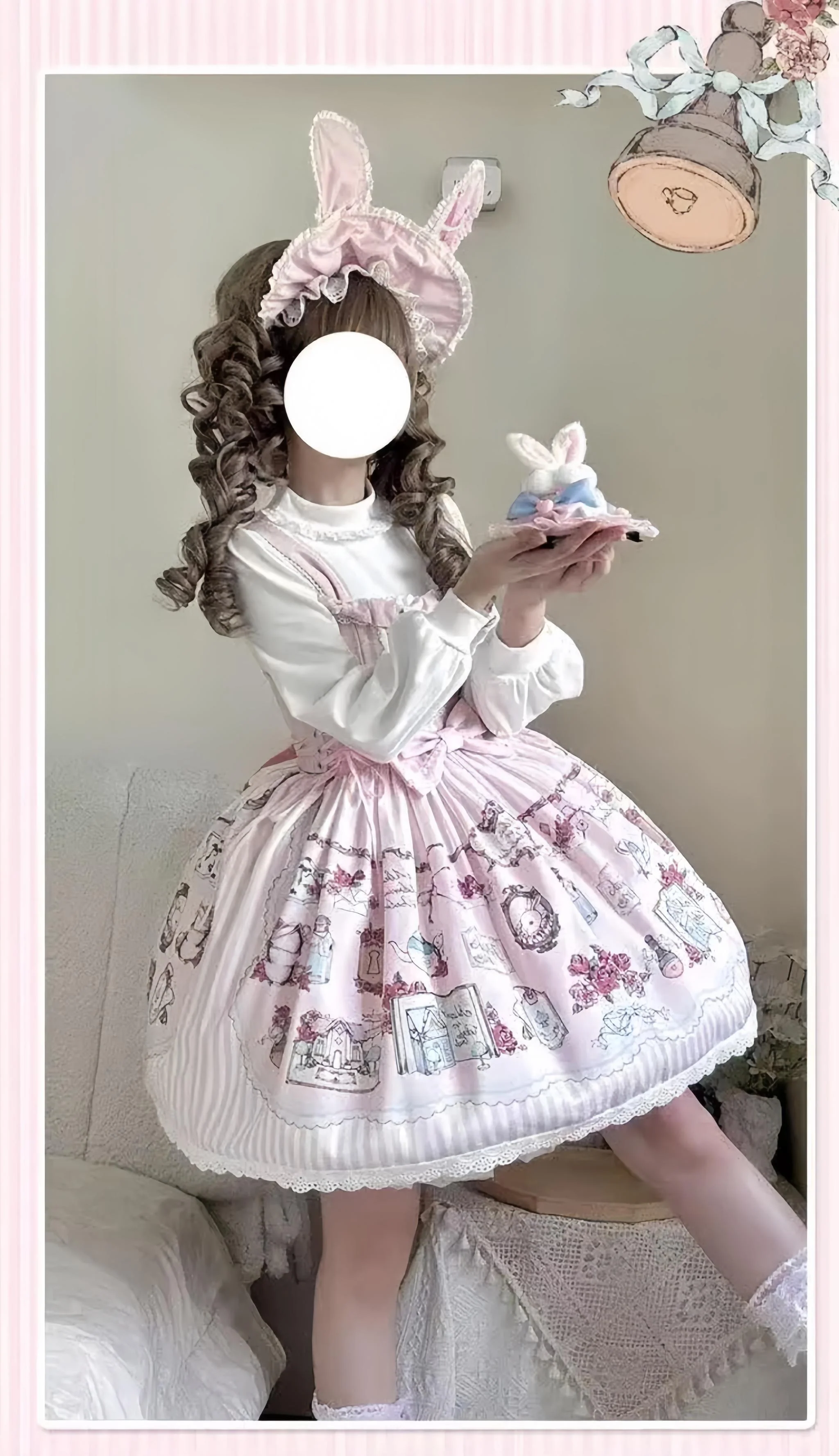 MeowMeow - Rabbit Collection Box - Bunny Print Kawaii Lolita JSK Dress, 3 Colors - Image 37