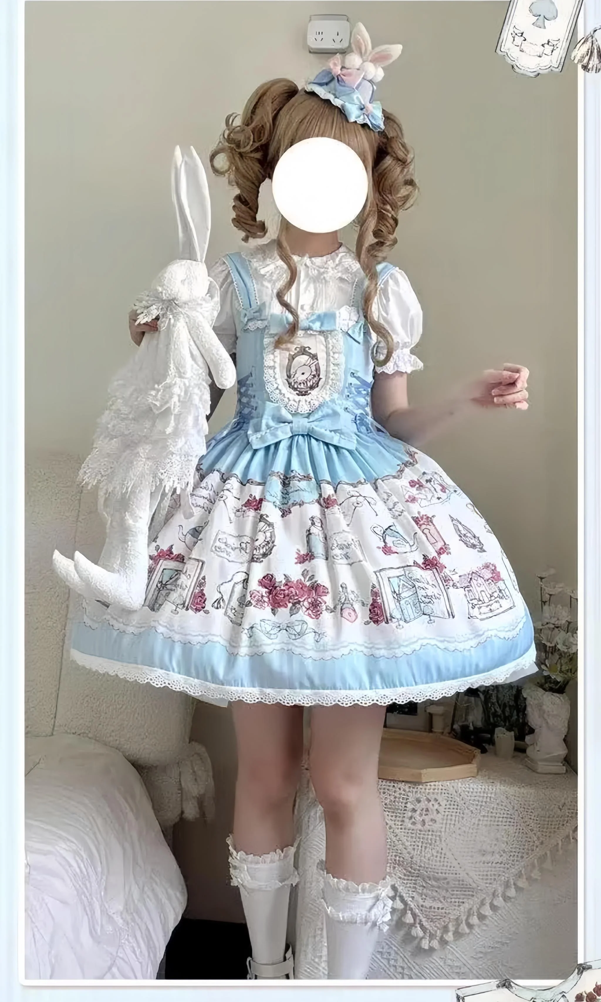 MeowMeow - Rabbit Collection Box - Bunny Print Kawaii Lolita JSK Dress, 3 Colors - Image 4