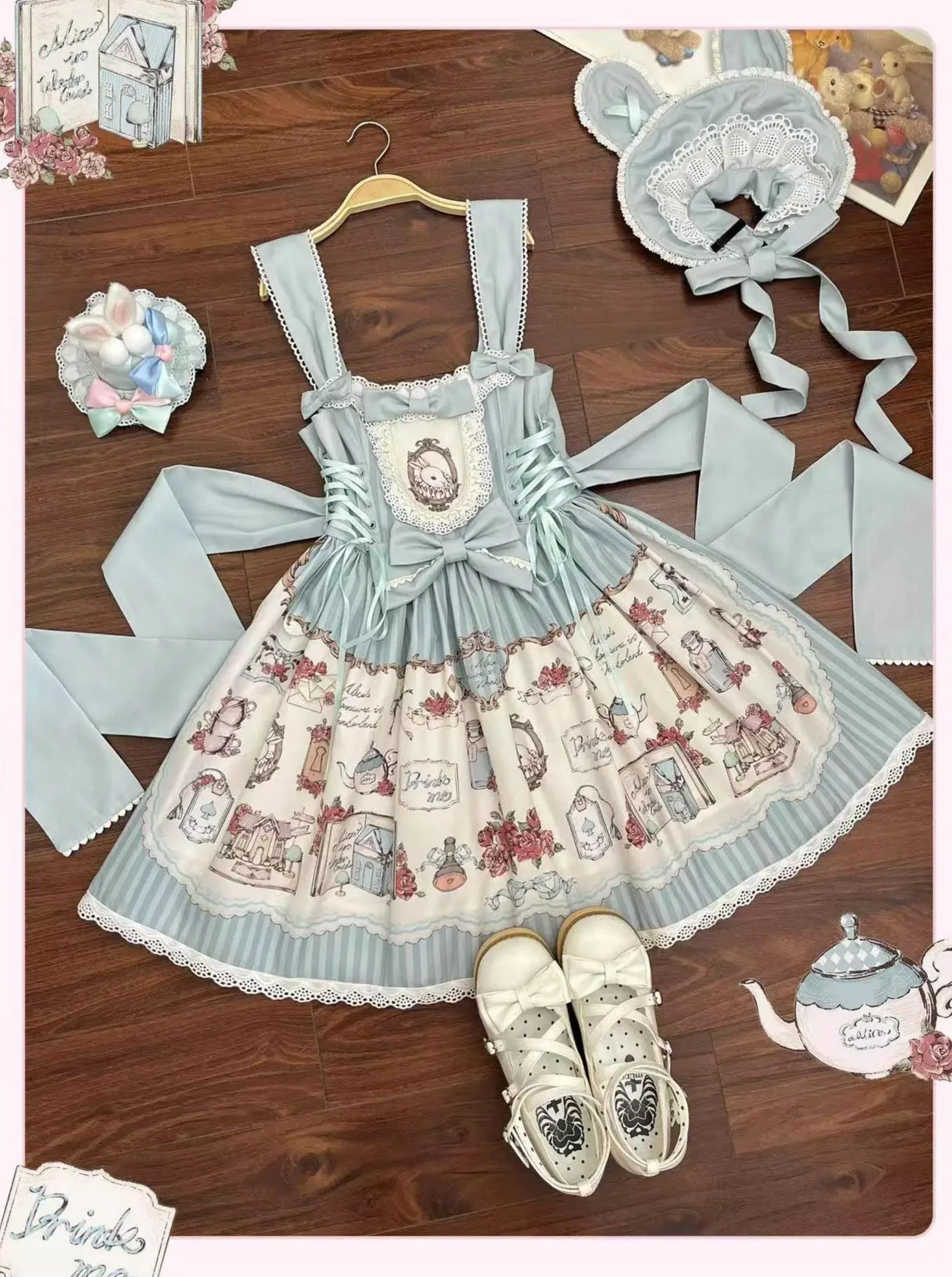MeowMeow - Rabbit Collection Box - Bunny Print Kawaii Lolita JSK Dress, 3 Colors - Image 40