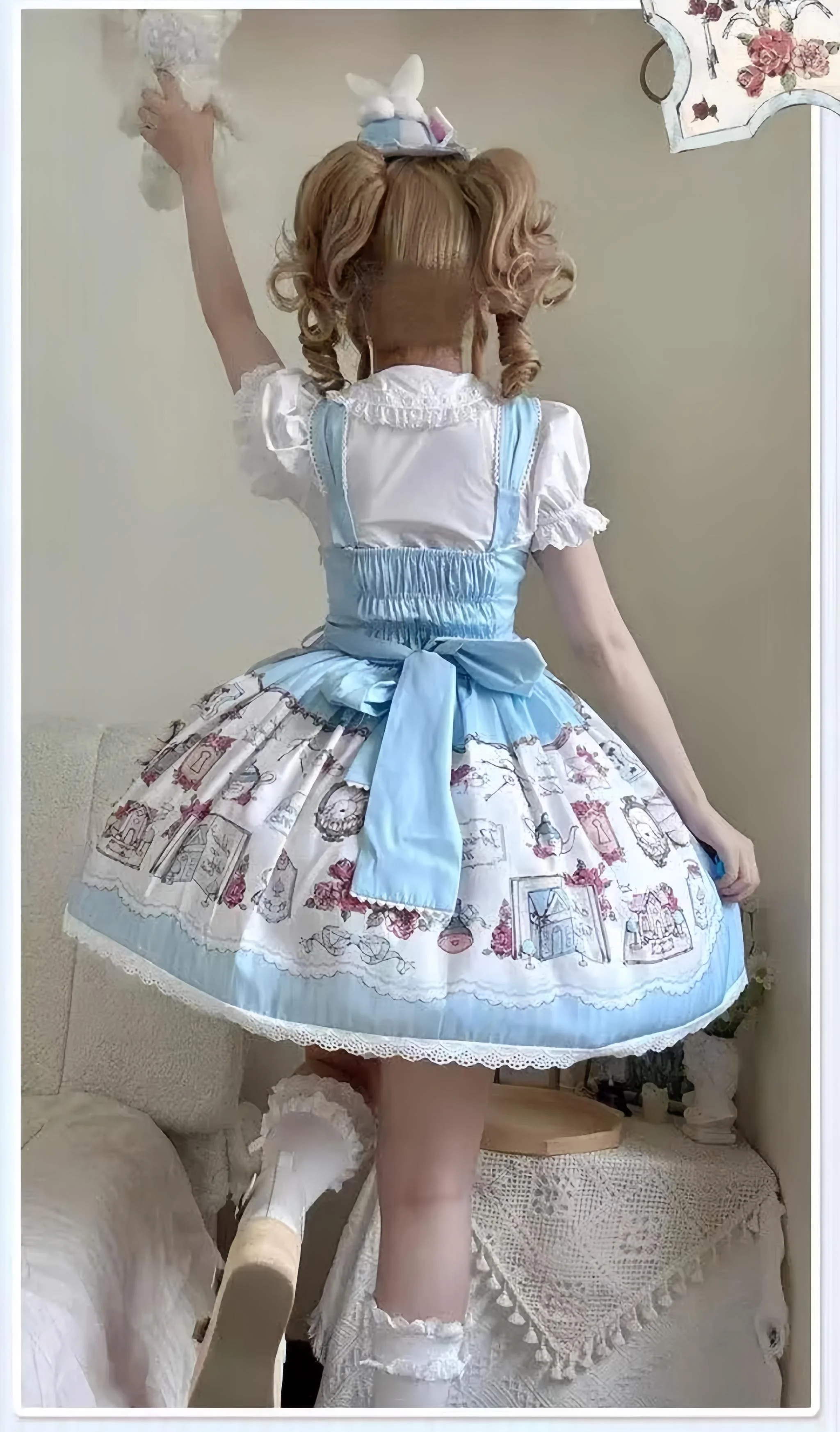 MeowMeow - Rabbit Collection Box - Bunny Print Kawaii Lolita JSK Dress, 3 Colors - Image 5