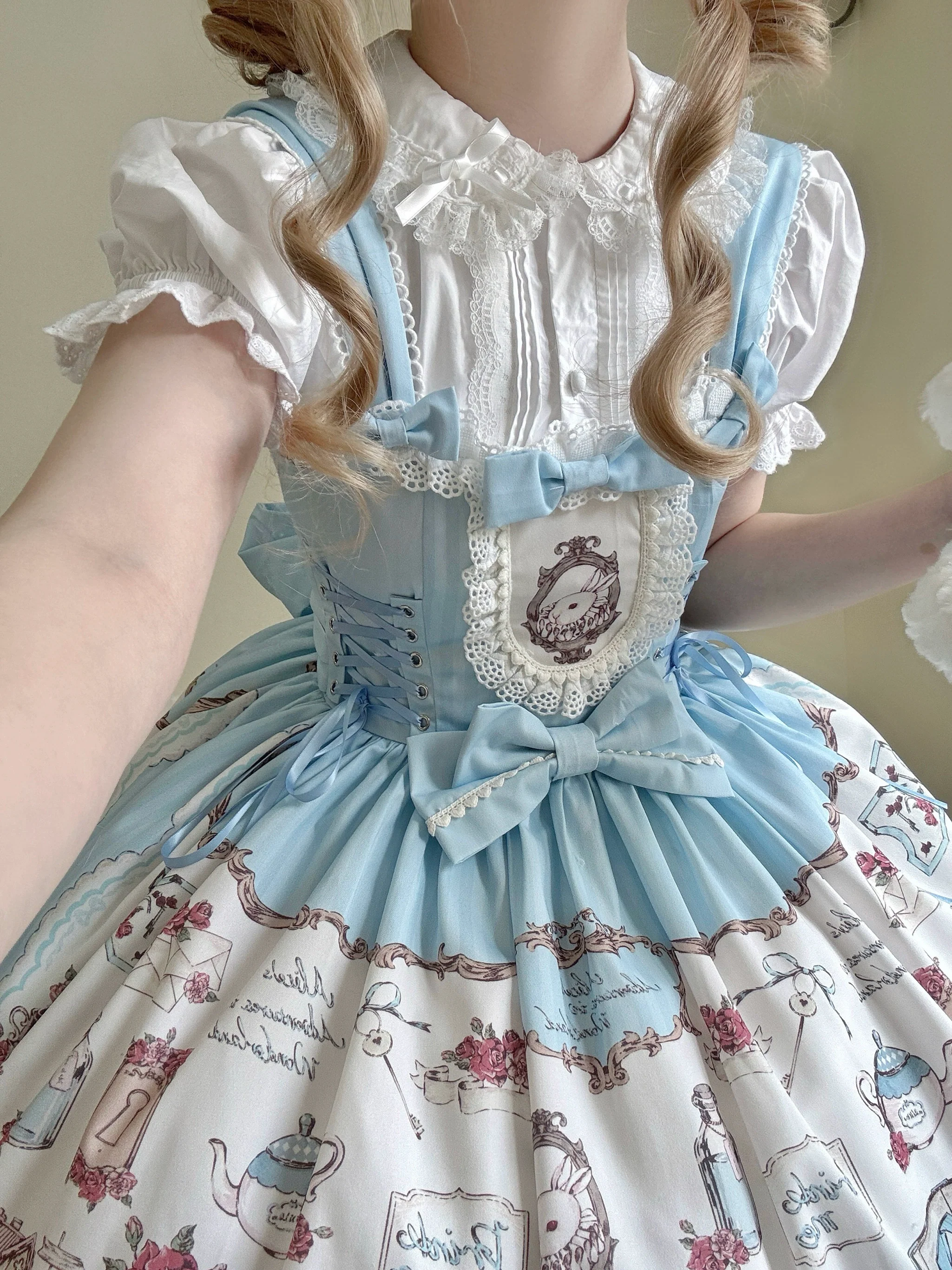 MeowMeow - Rabbit Collection Box - Bunny Print Kawaii Lolita JSK Dress, 3 Colors - Image 6