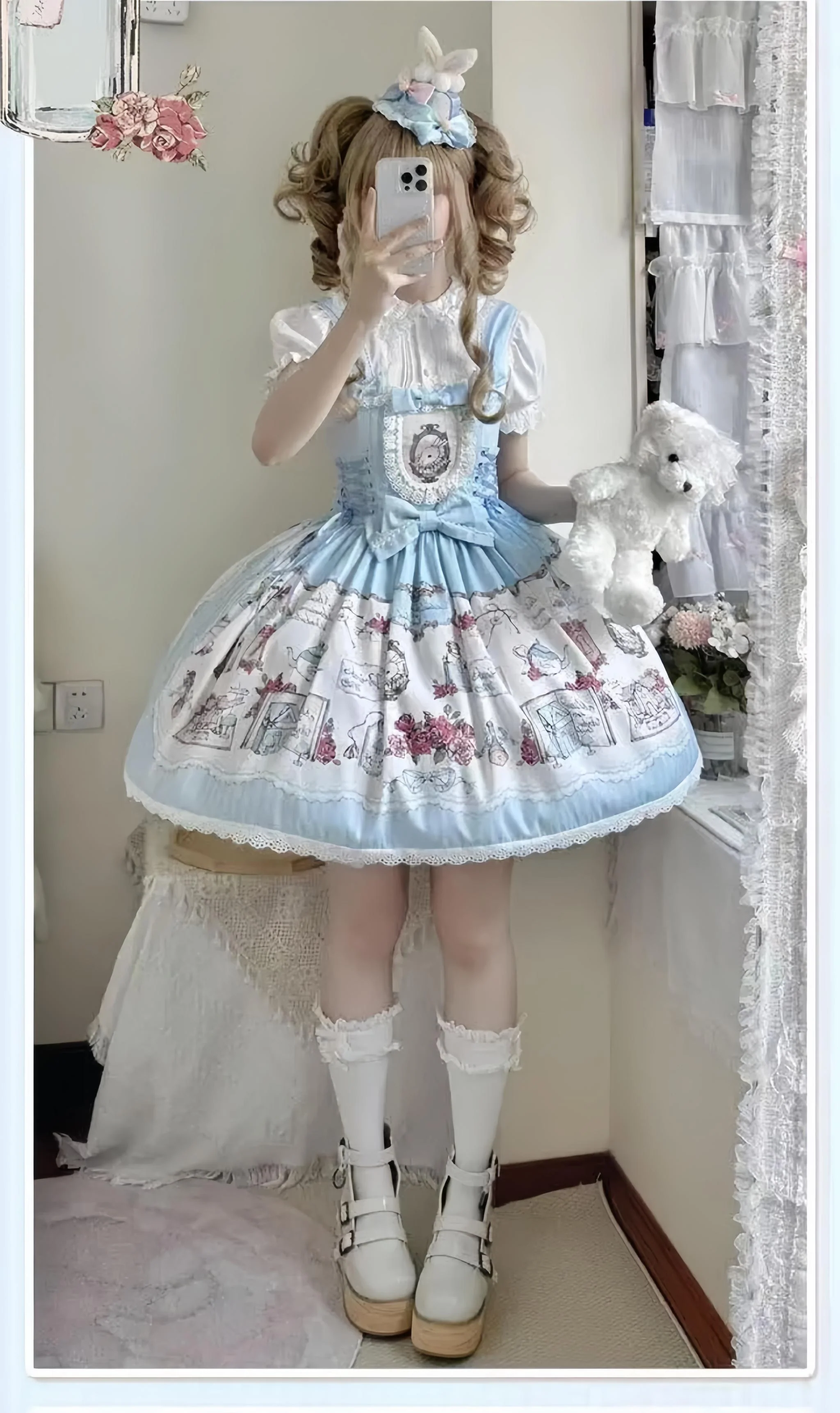 MeowMeow - Rabbit Collection Box - Bunny Print Kawaii Lolita JSK Dress, 3 Colors - Image 8