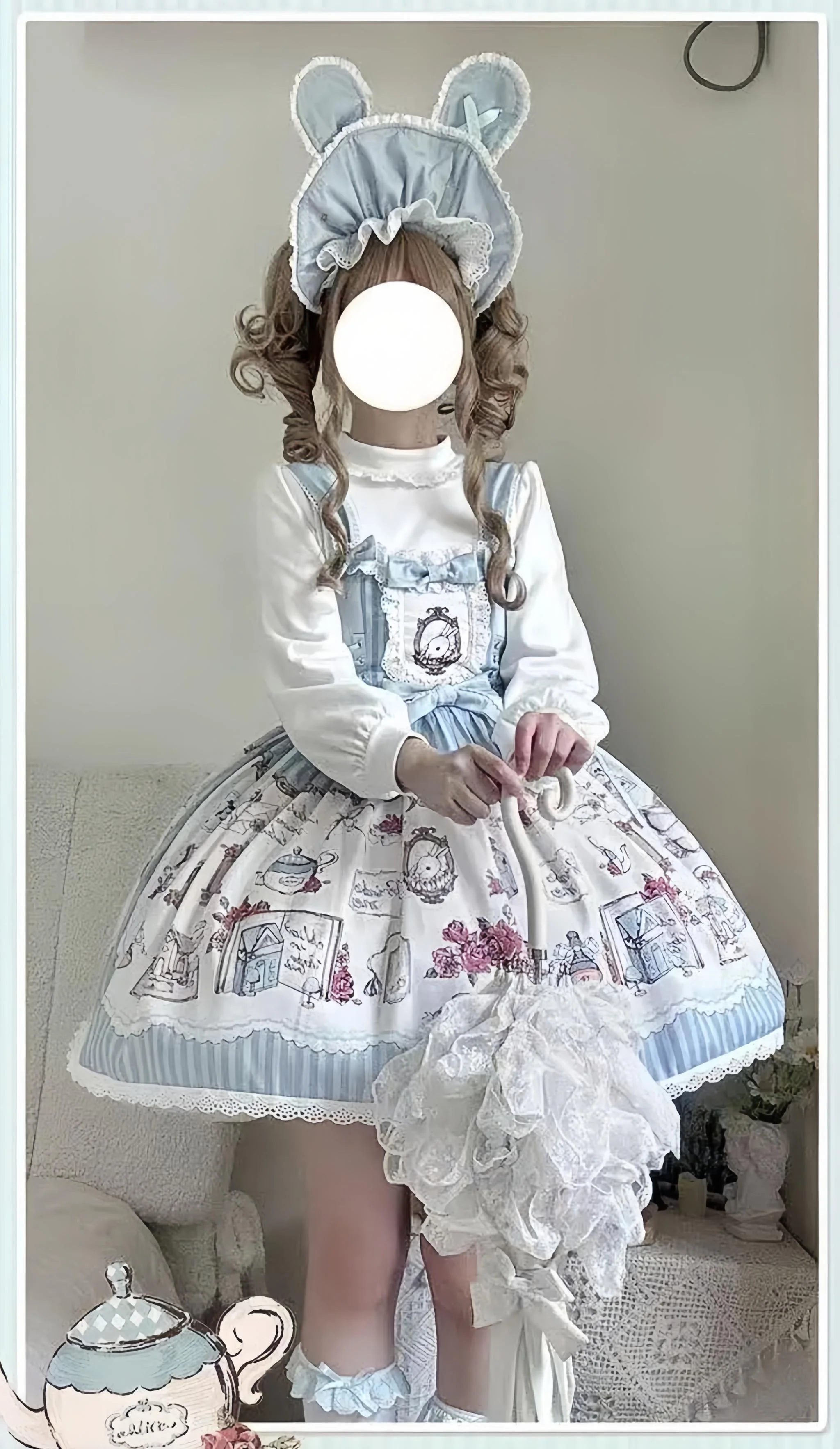 MeowMeow - Rabbit Collection Box - Bunny Print Kawaii Lolita JSK Dress, 3 Colors - Image 9