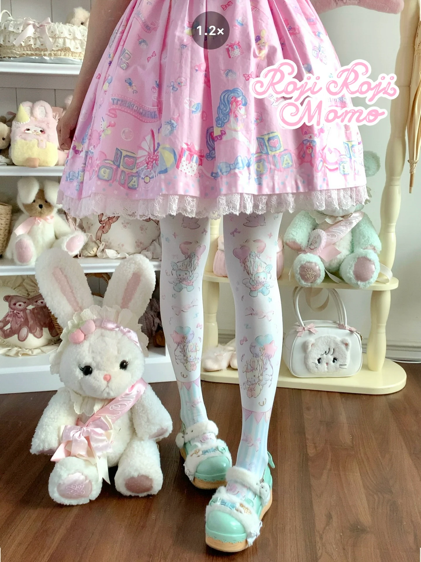 Roji Roji - Bunny Printed Sweet Lolita Pantyhose - Image 2