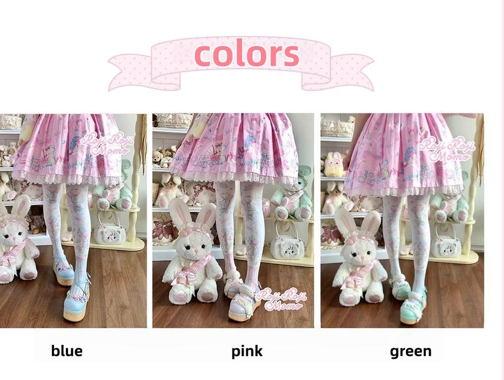 Roji Roji - Bunny Printed Sweet Lolita Pantyhose - Image 5