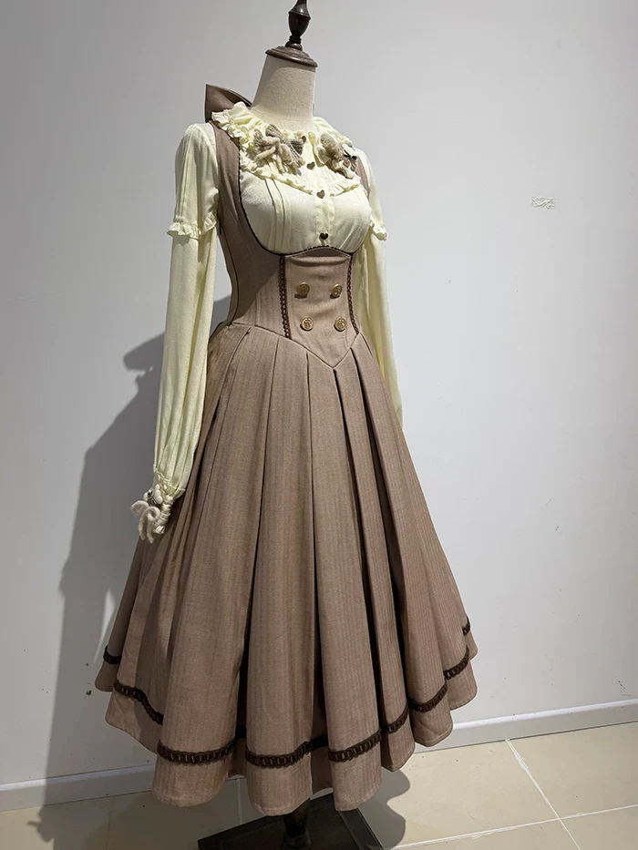 Sweetheart Canelé - Bust-supporting Classic Lolita JSK Dress, Low-waist - Image 18