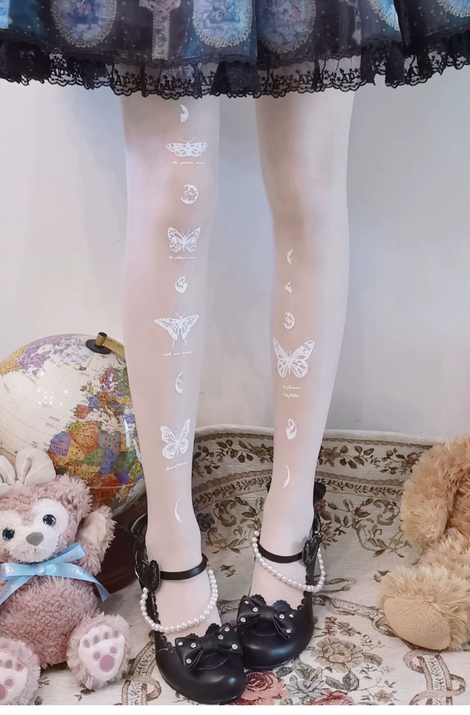 Butterfly Printed Pantyhose, 20D/120D Thickness