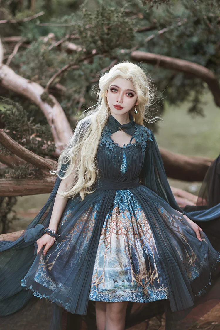 Dense Forest Corridor - Elegant Lolita Jumper Dress - Image 25