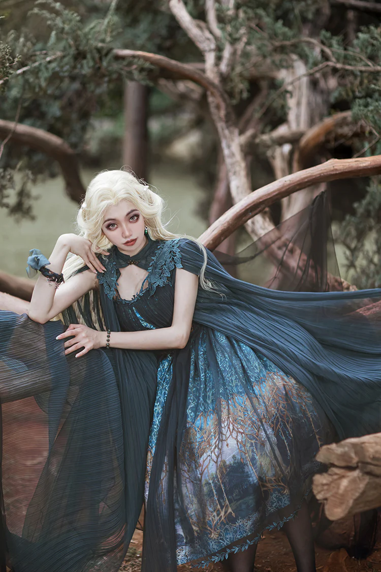 Dense Forest Corridor - Elegant Lolita Jumper Dress - Image 26