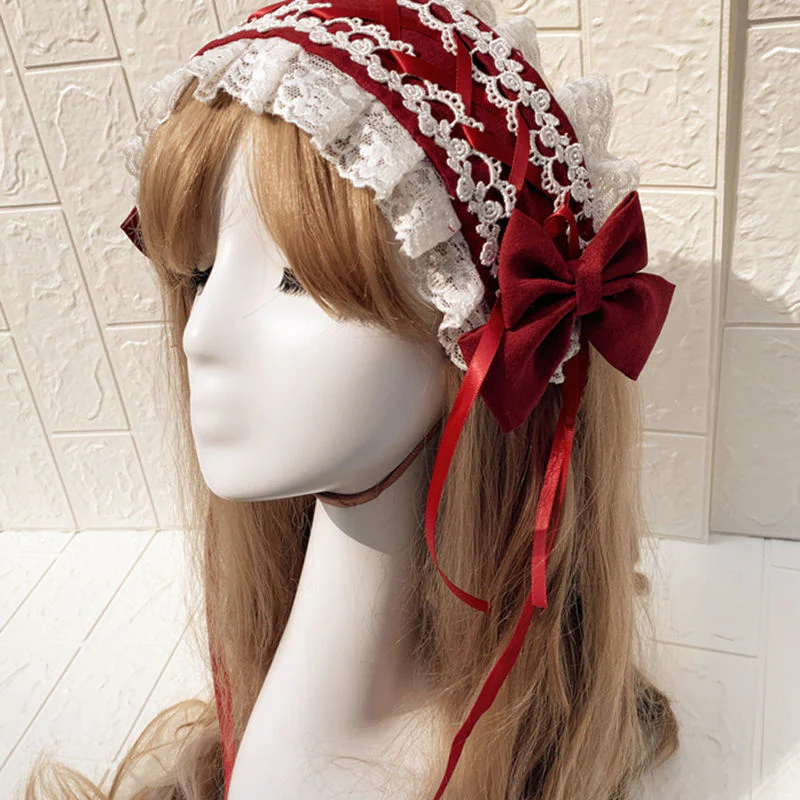 Sweet Lolita Lace Bow Hairband Multicolors - Image 6