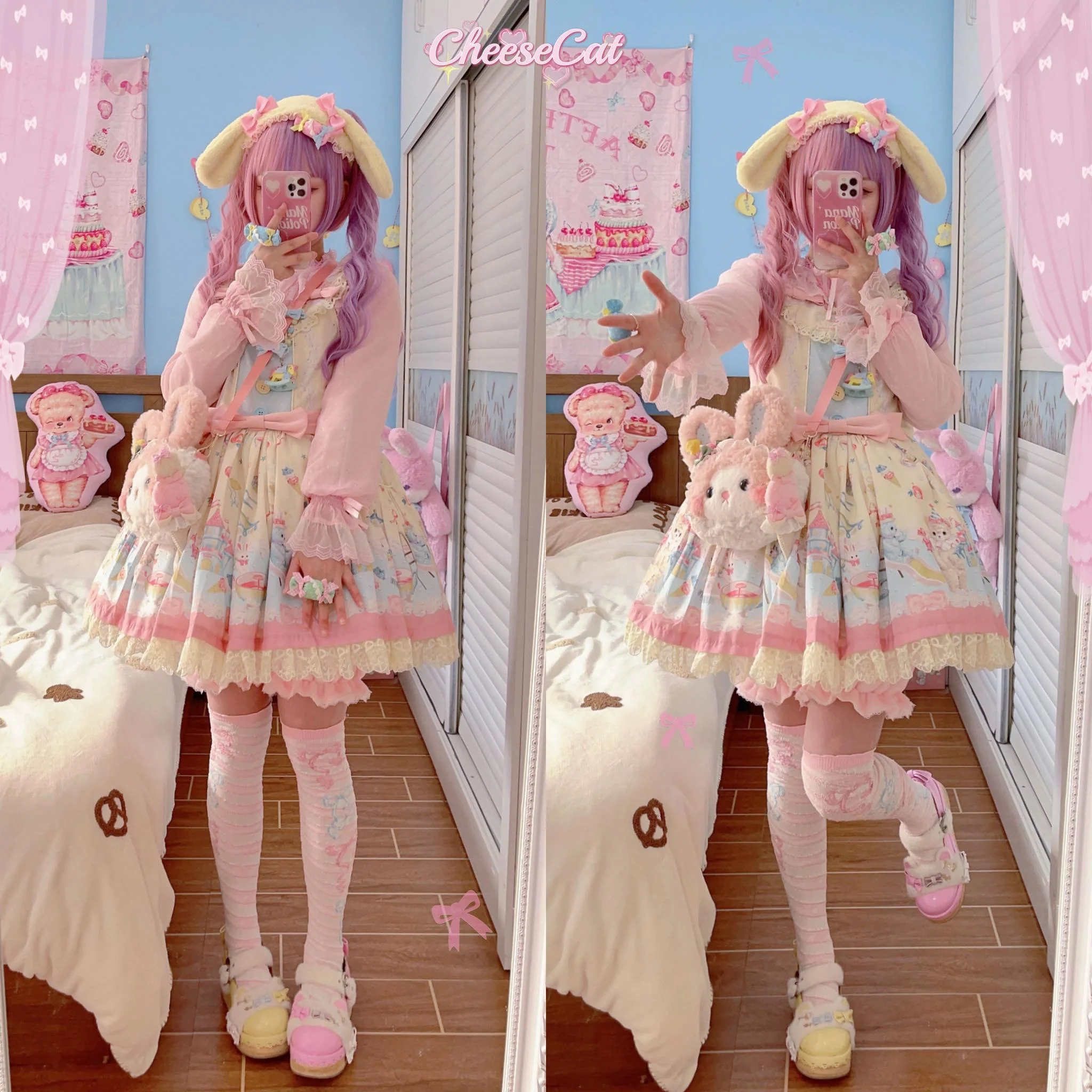 Cheese Cat - Fluffy Lop-Eared Bunny Sweet Lolita Hairband - Image 9