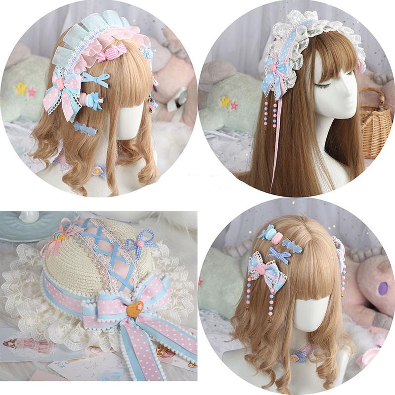 Pink and Blue Sweet Lolita Bow Headwear - Image 3