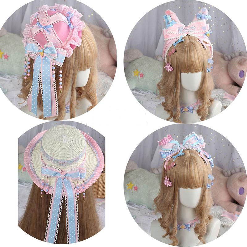 Pink and Blue Sweet Lolita Bow Headwear - Image 4
