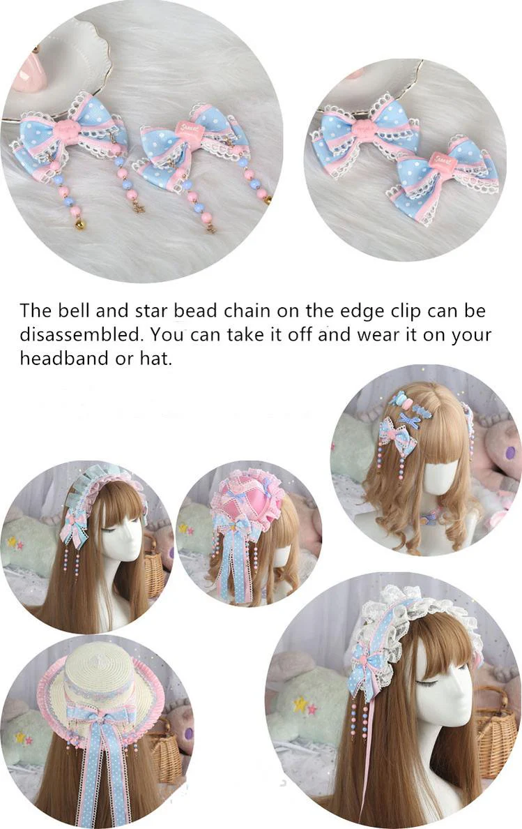 Pink and Blue Sweet Lolita Bow Headwear - Image 8