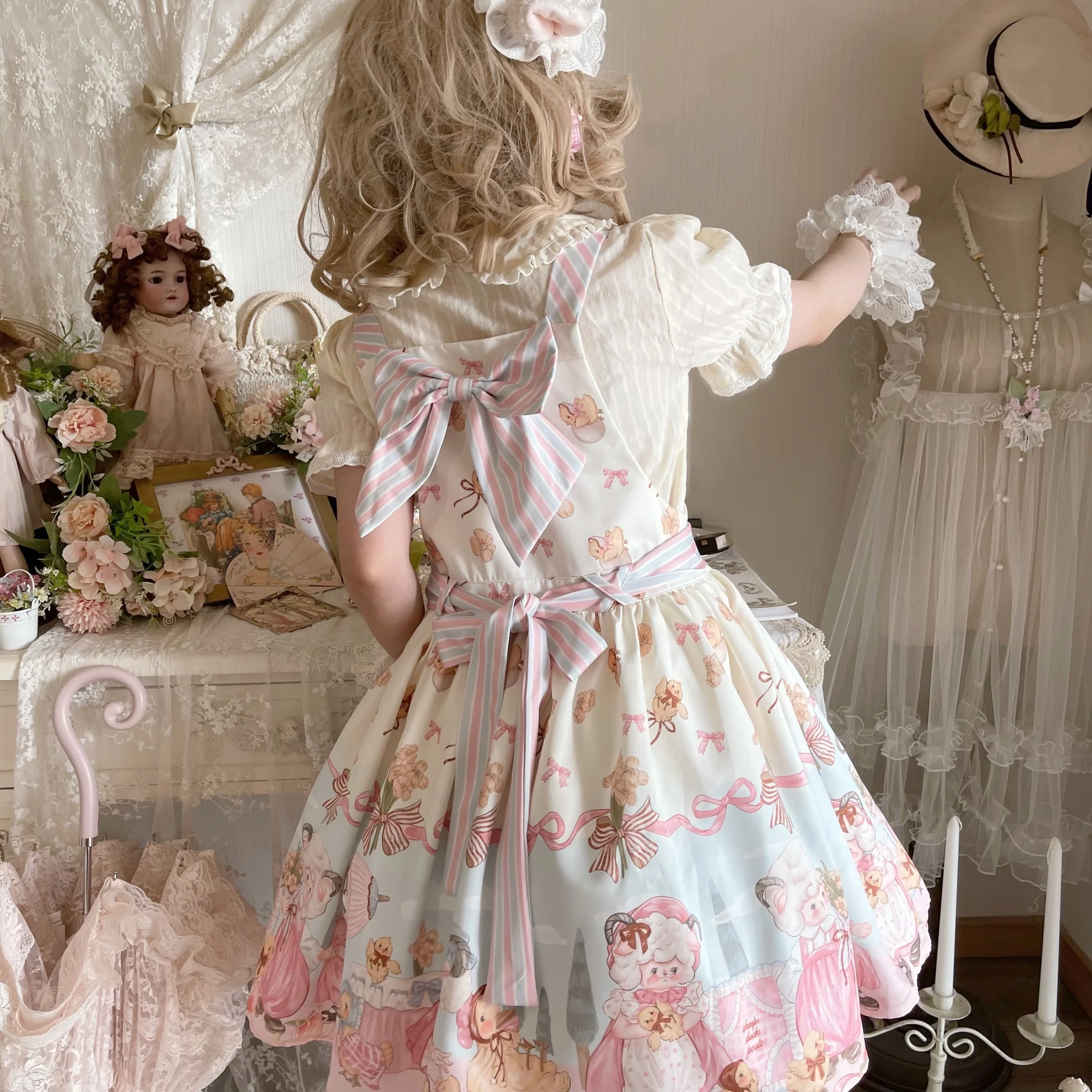 MeowMeow - Sheep Pattern Waltz Princess Lolita JSK Salopette - Image 10