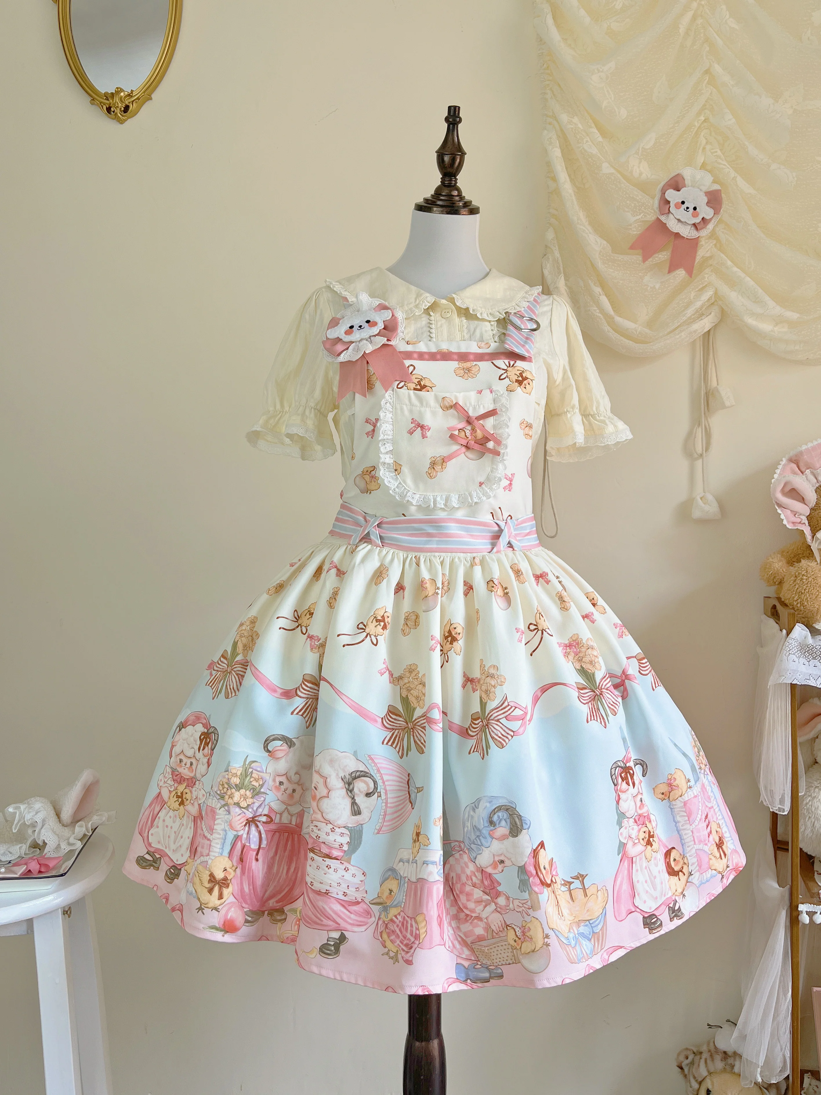 MeowMeow - Sheep Pattern Waltz Princess Lolita JSK Salopette - Image 5