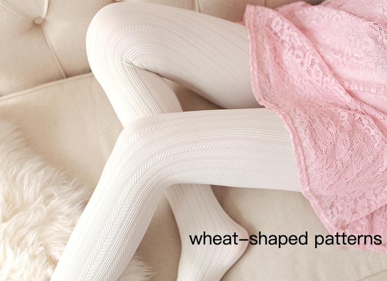 Jacquard Heart Stripes Black White Panty-hose - Image 4