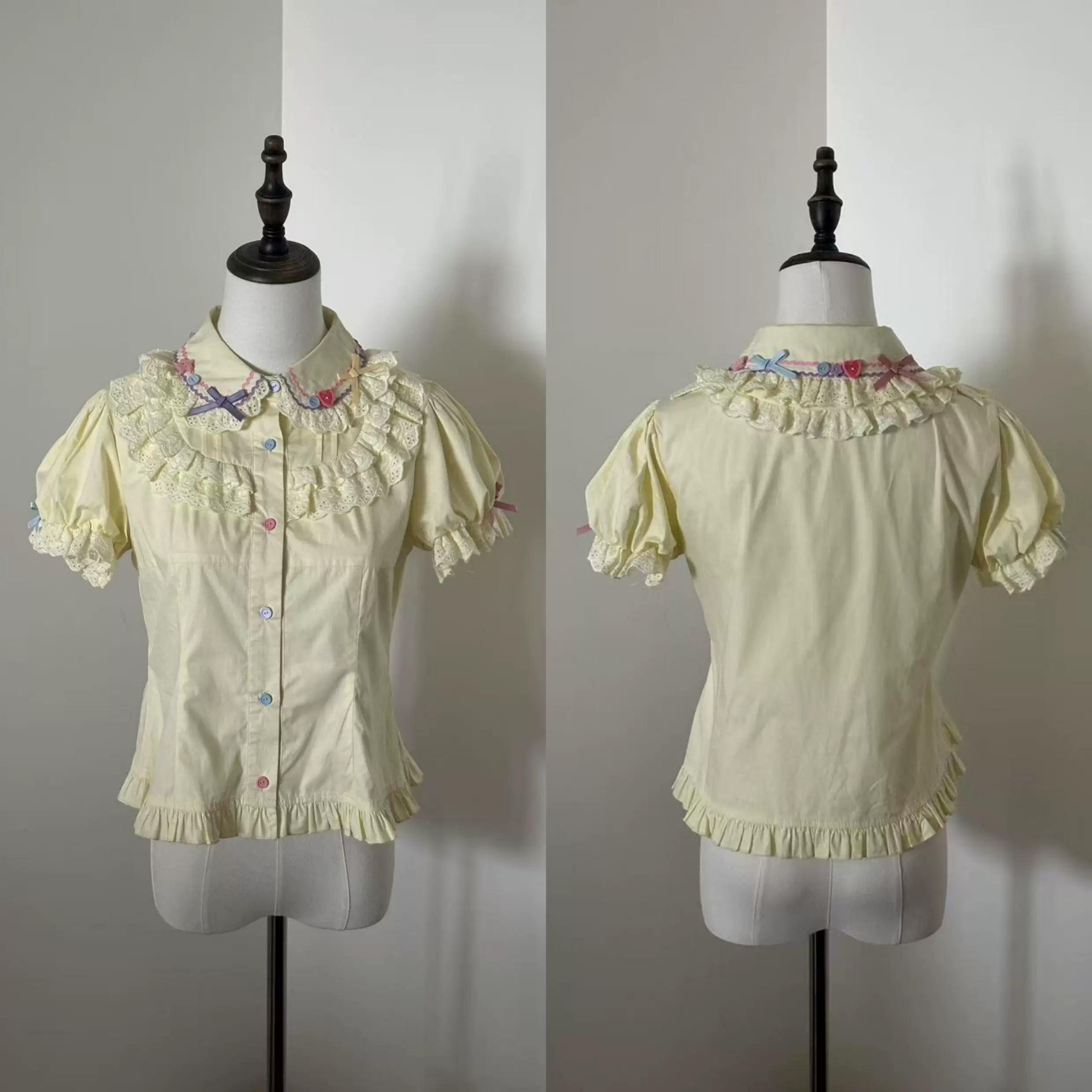 Cute More - Candy Colored Sweet Lolita Blouse, Ruffled Collar - Image 4