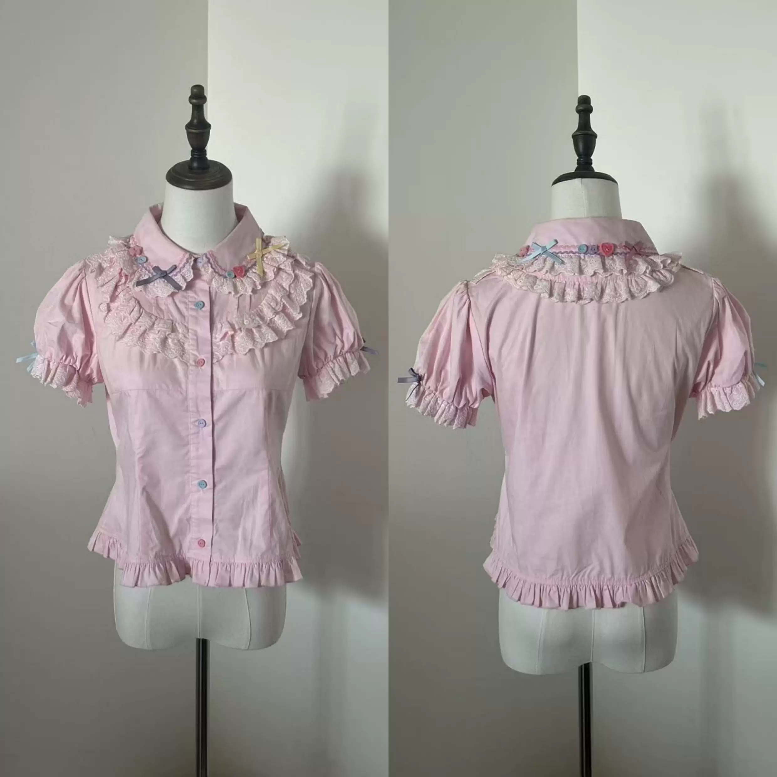 Cute More - Candy Colored Sweet Lolita Blouse, Ruffled Collar - Image 5