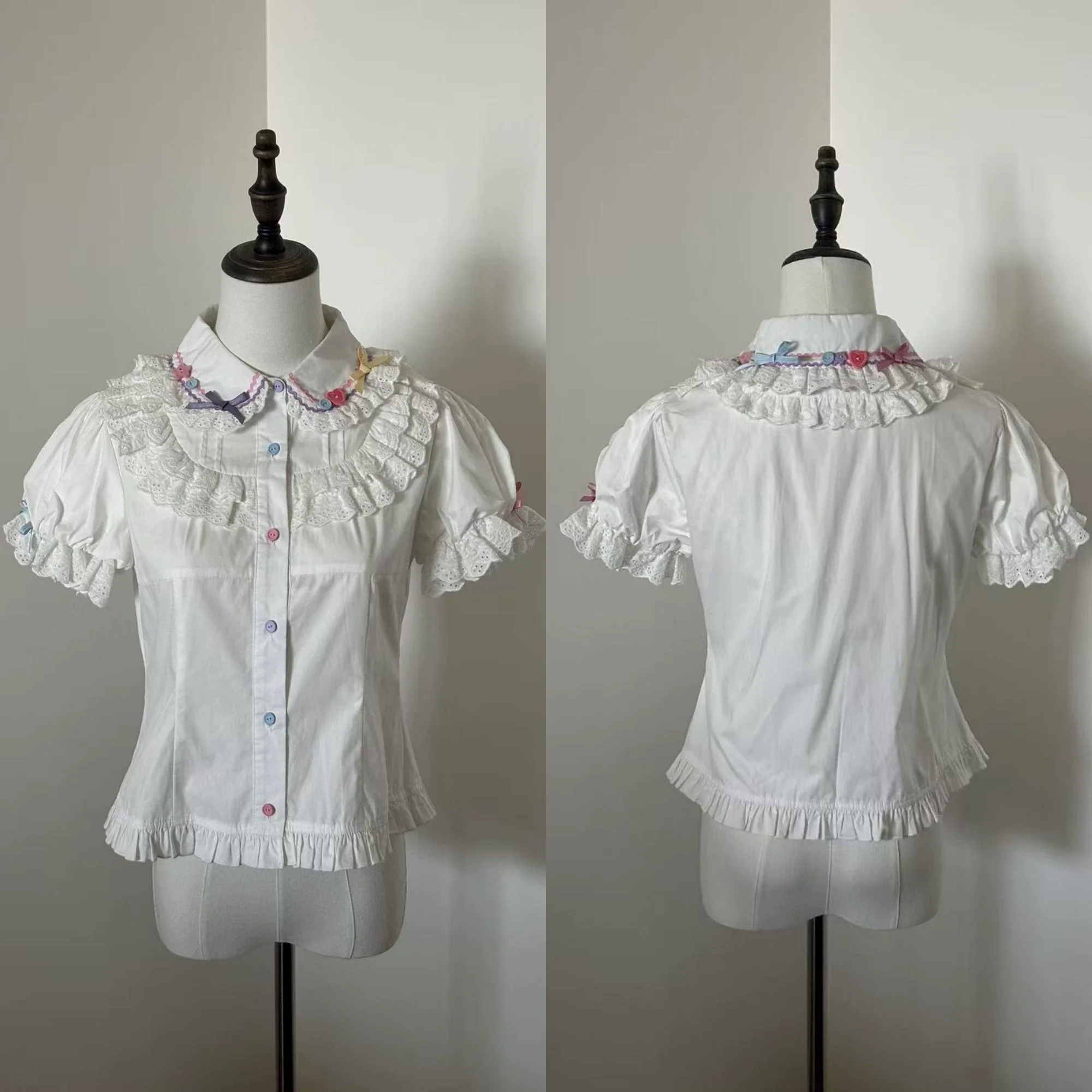 Cute More - Candy Colored Sweet Lolita Blouse, Ruffled Collar - Image 6