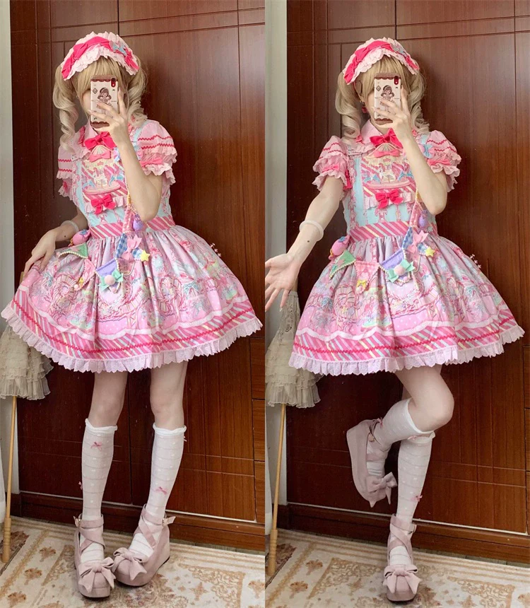Candy Park - Sweet Lolita Print Jumper Dress - Image 13