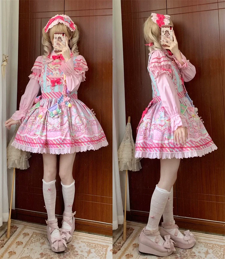 Candy Park - Sweet Lolita Print Jumper Dress - Image 14
