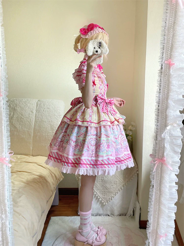 Candy Park - Sweet Lolita Print Jumper Dress - Image 16