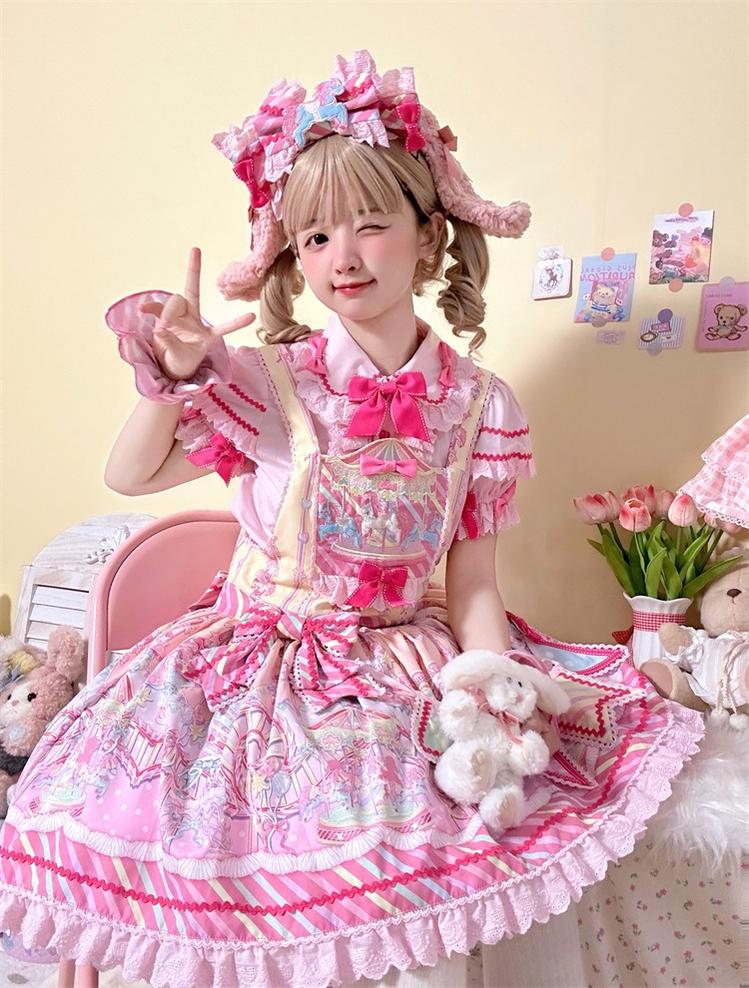 Candy Park - Sweet Lolita Print Jumper Dress - Image 2