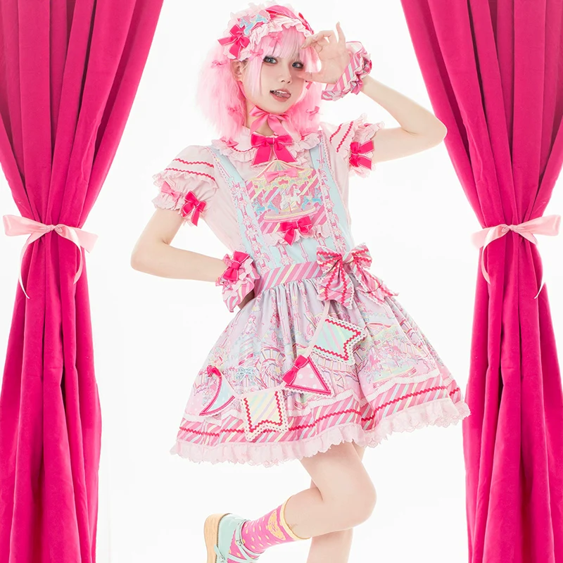 Candy Park - Sweet Lolita Print Jumper Dress - Image 4