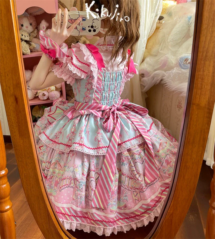 Candy Park - Sweet Lolita Print Jumper Dress - Image 7