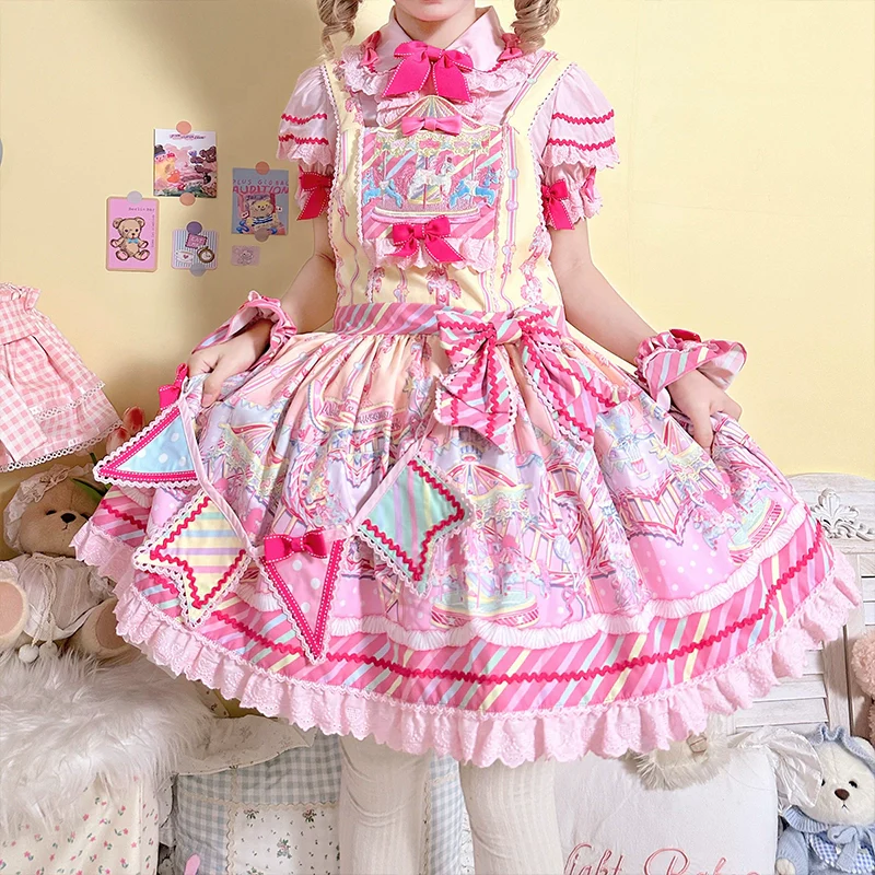 Candy Park - Sweet Lolita Print Jumper Dress - Image 9