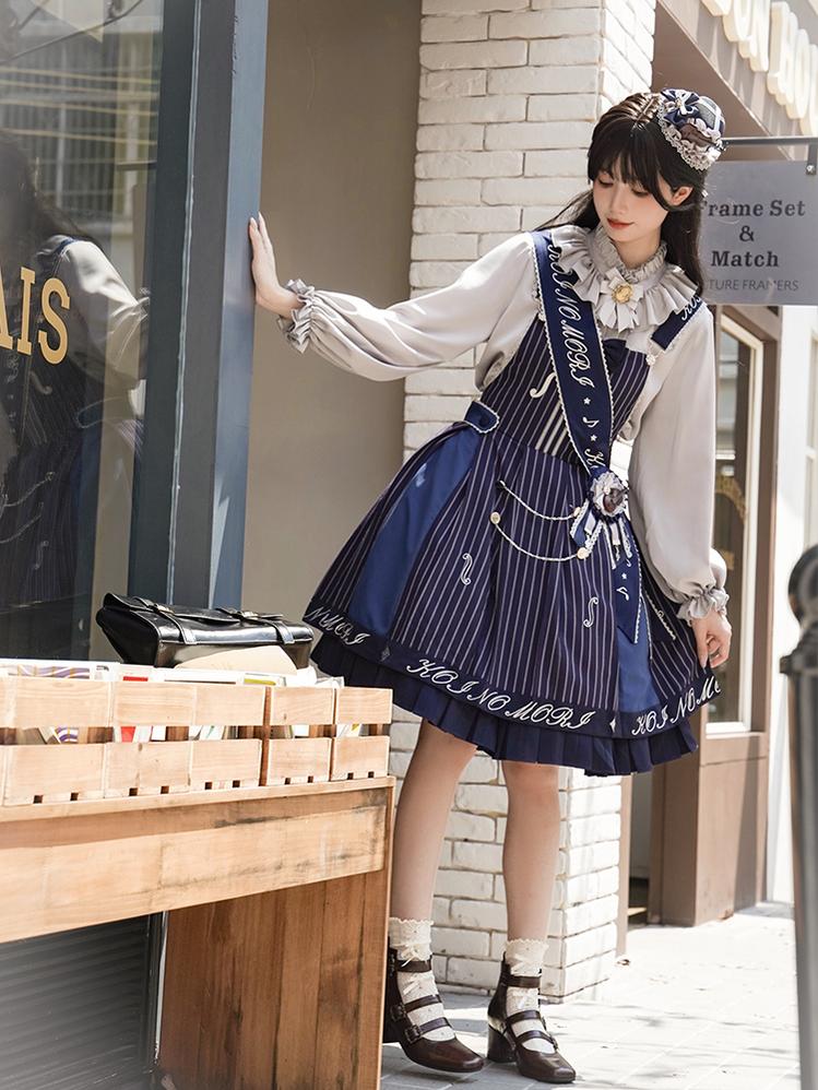 Classic Lolita Salopette Set Violin Preppy Style Dress - Image 11