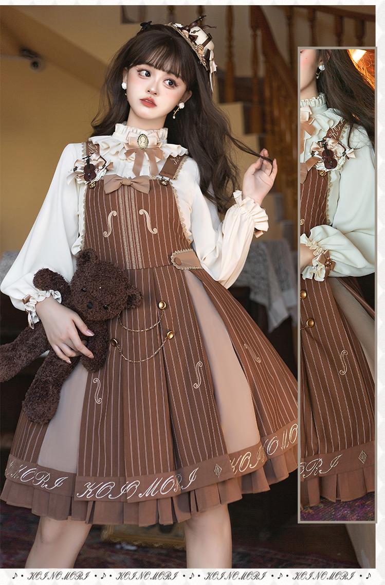 Classic Lolita Salopette Set Violin Preppy Style Dress - Image 16
