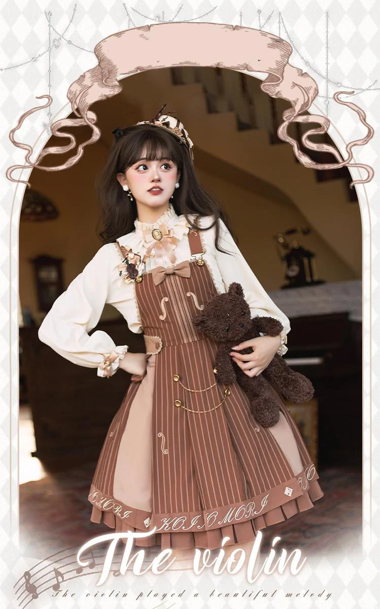 Classic Lolita Salopette Set Violin Preppy Style Dress - Image 17