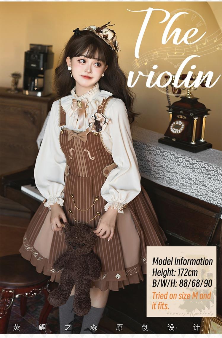 Classic Lolita Salopette Set Violin Preppy Style Dress - Image 18