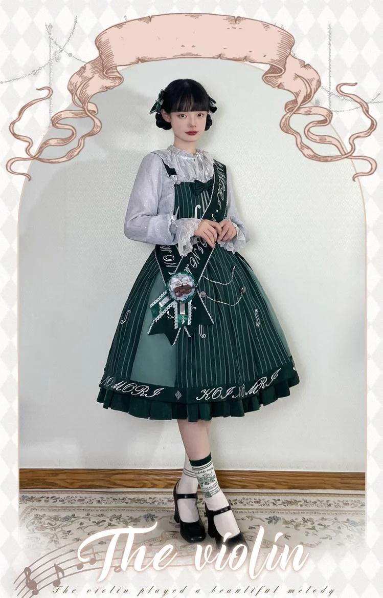 Classic Lolita Salopette Set Violin Preppy Style Dress - Image 23