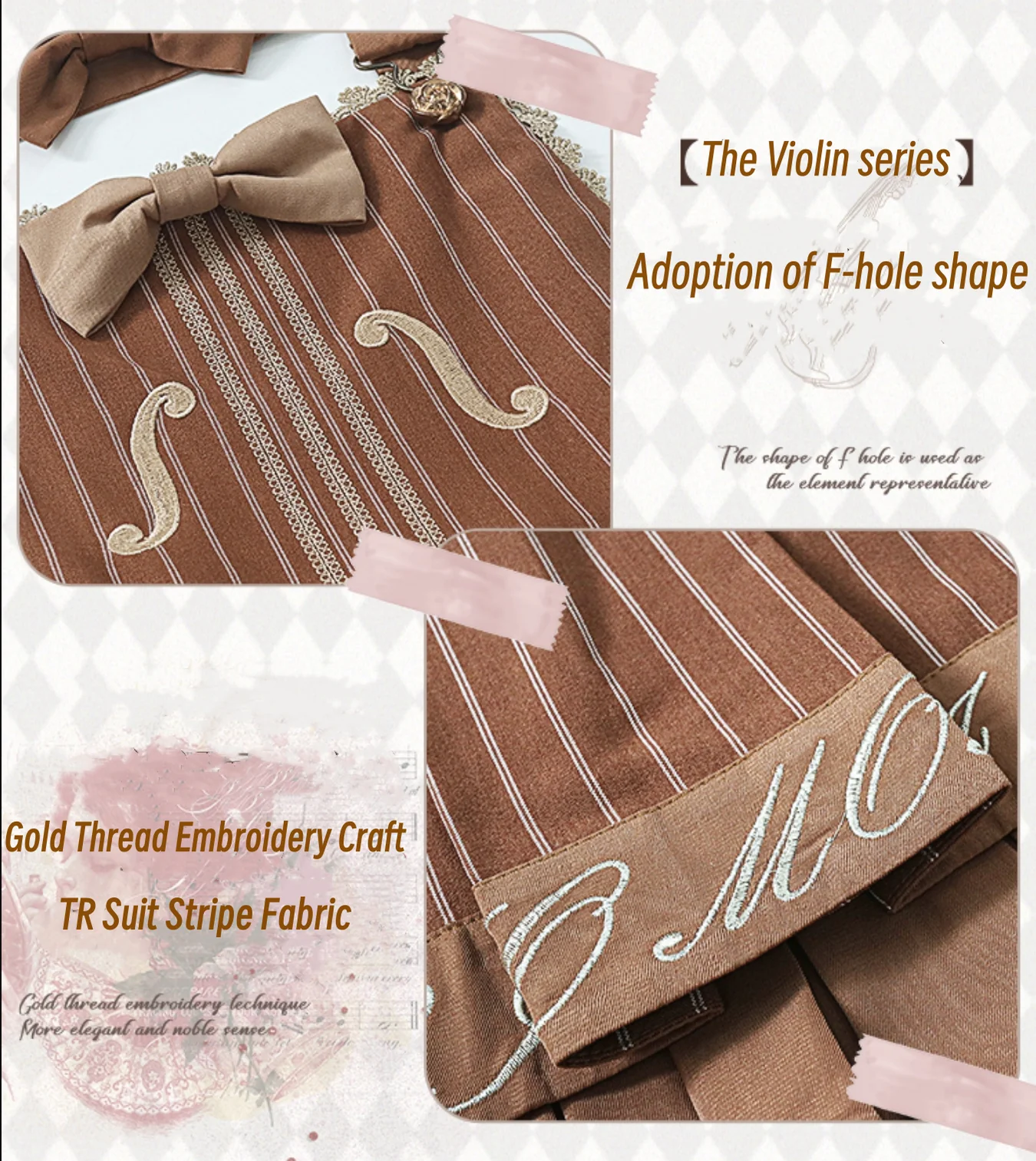 Classic Lolita Salopette Set Violin Preppy Style Dress - Image 30