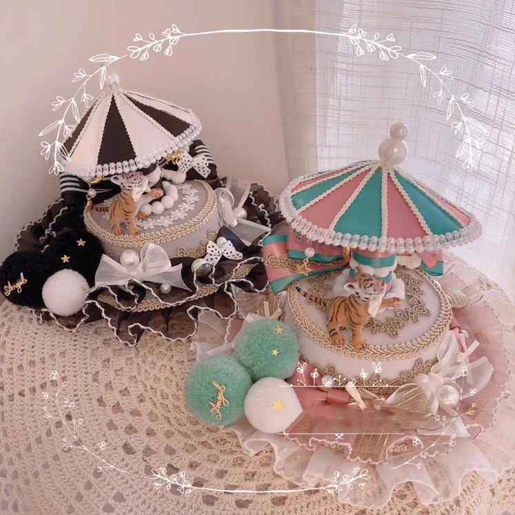 Cat Box - Night Party - Kawaii Lolita Small Top Hat KC Headdress - Image 15
