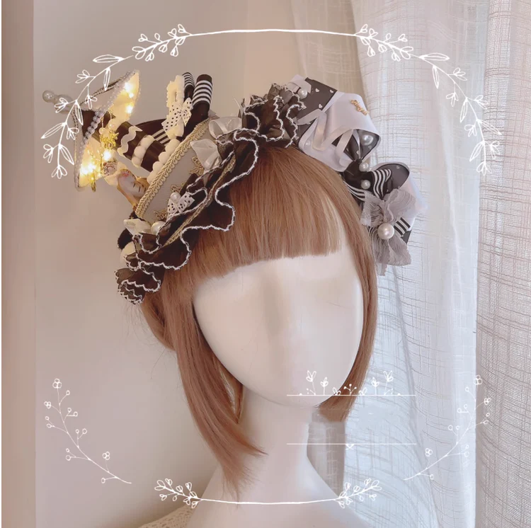 Cat Box - Night Party - Kawaii Lolita Small Top Hat KC Headdress - Image 16