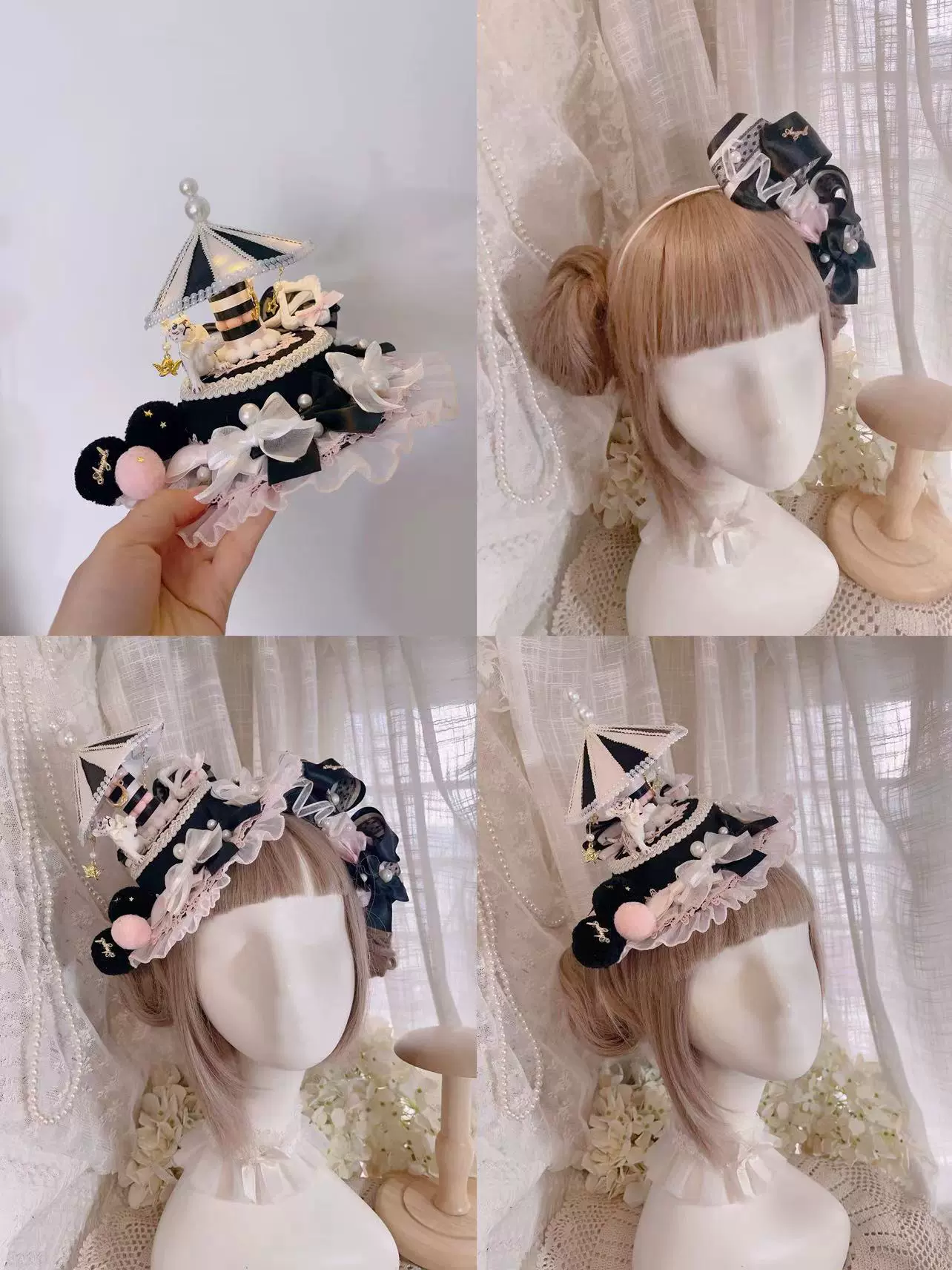 Cat Box - Night Party - Kawaii Lolita Small Top Hat KC Headdress - Image 22