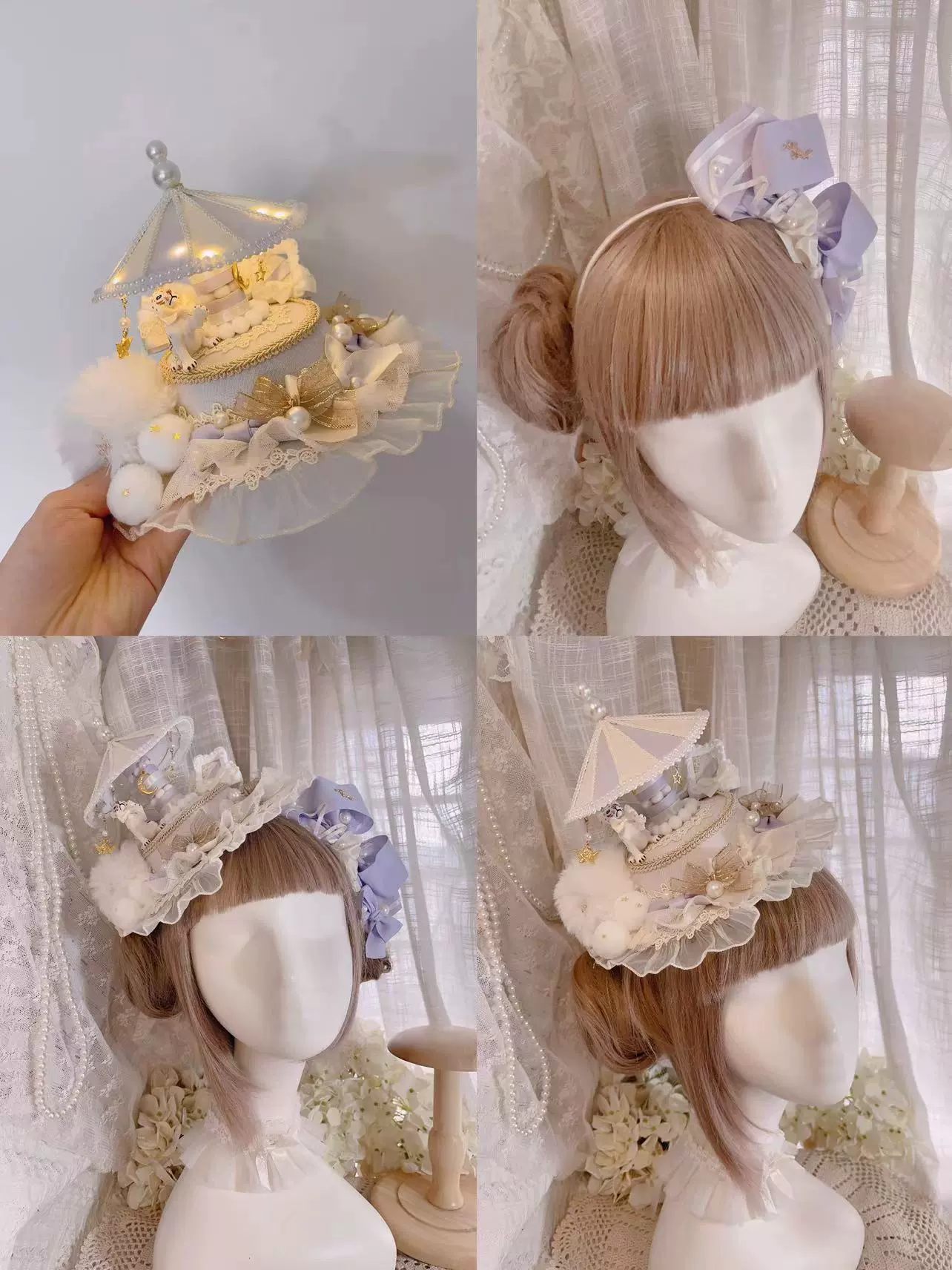 Cat Box - Night Party - Kawaii Lolita Small Top Hat KC Headdress - Image 23