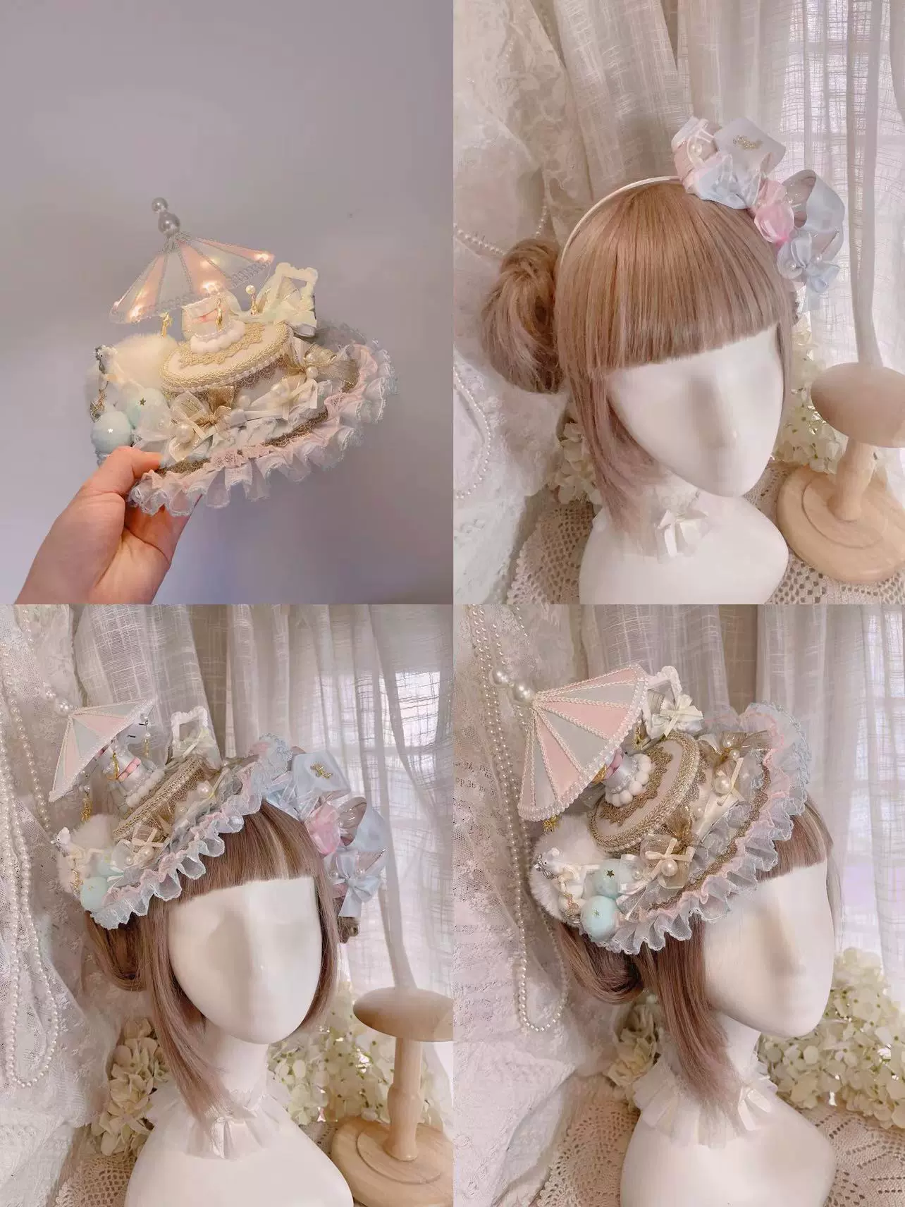Cat Box - Night Party - Kawaii Lolita Small Top Hat KC Headdress - Image 24