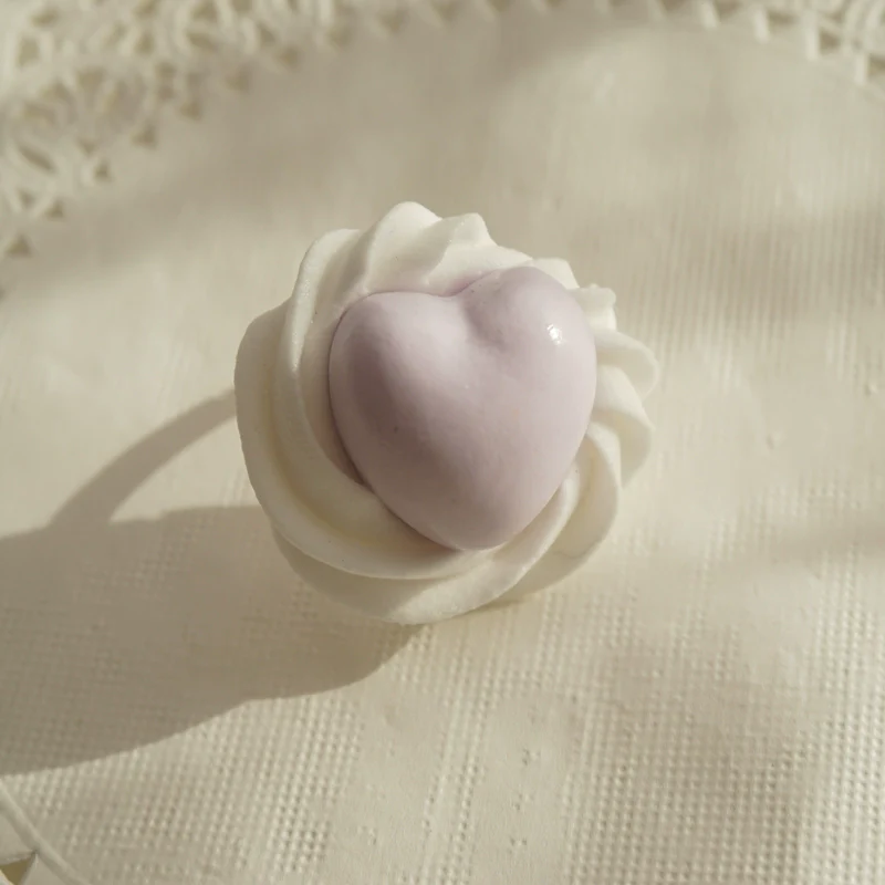Cute Lolita Ring Handmade Clay Cream Heart Shape Adjustable Ring - Image 11