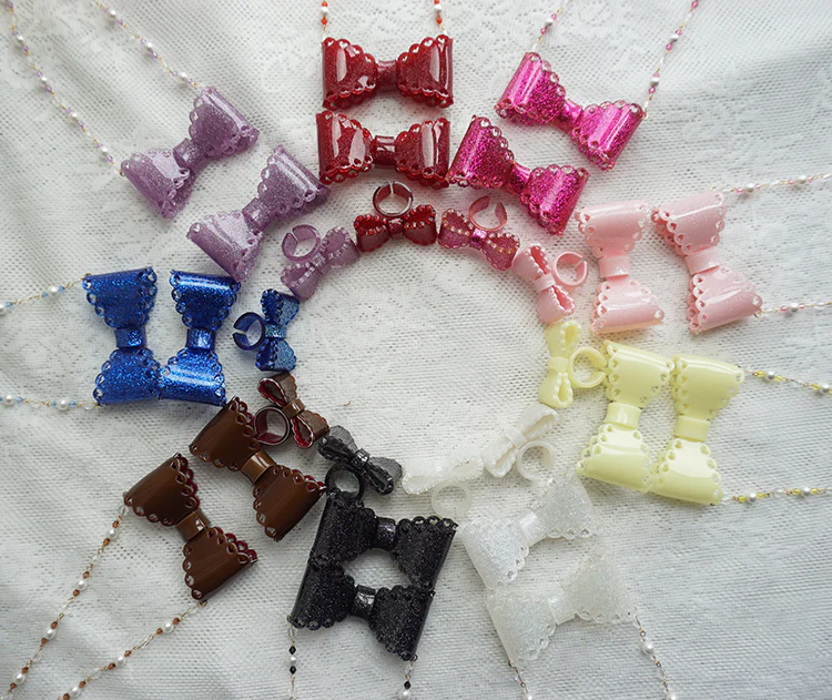 Handmade Sweet Lolita Beaded Bow Necklace - Image 9
