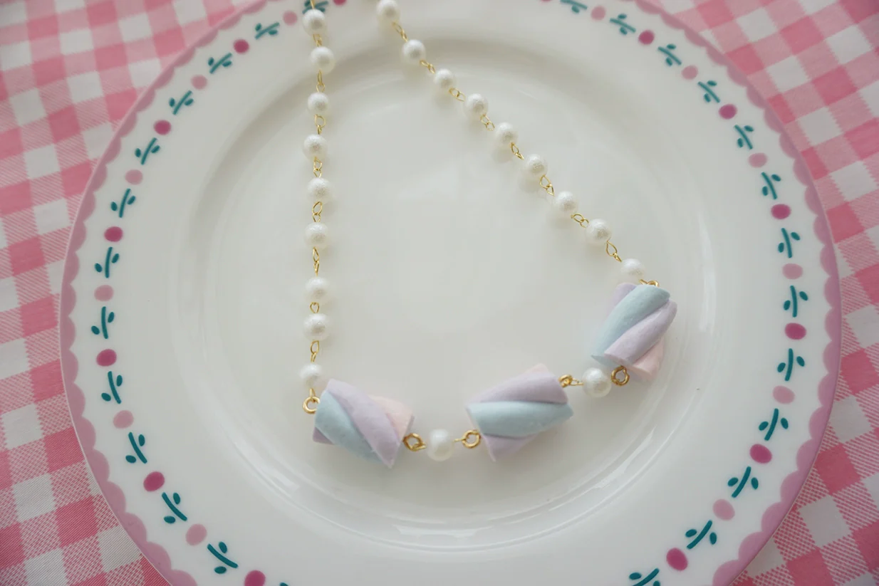 Sweet Lolita Accessories Simulated Cotton Candy Clay Bracelet Necklace - Image 13