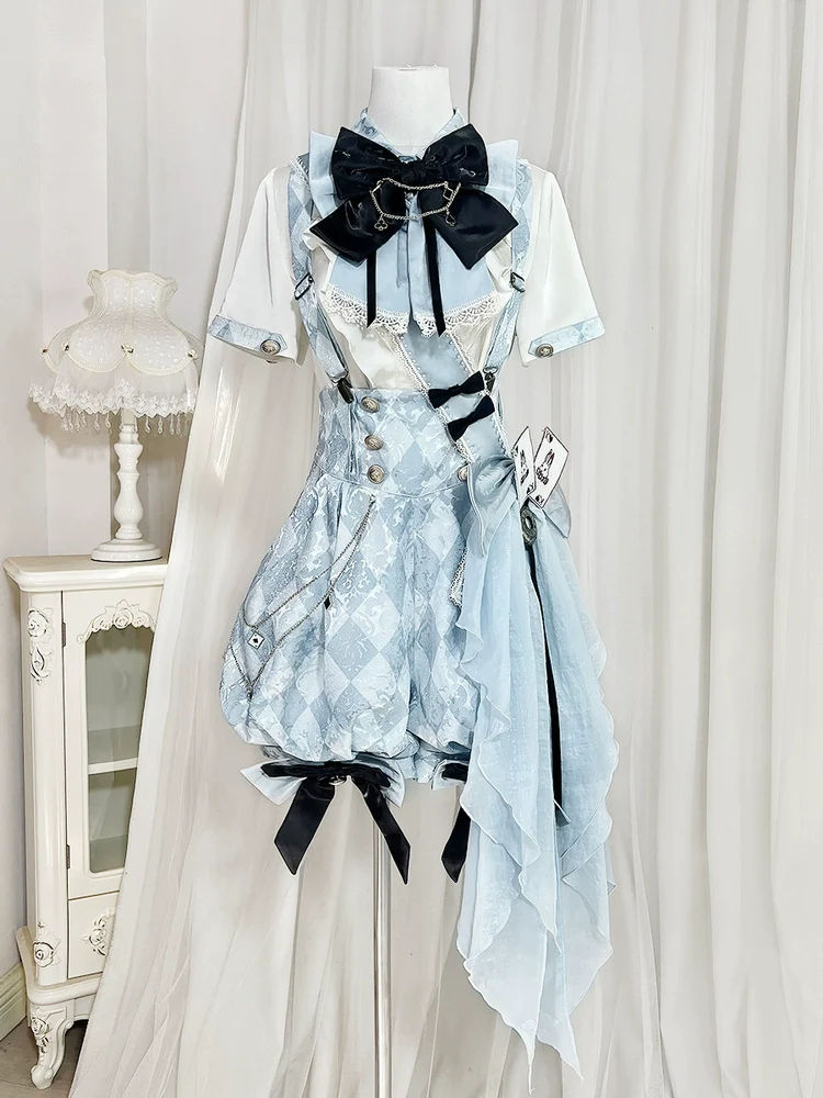 Alice in Time - Checkered Ouji Lolita Suit With Card & Rabbit Accents - Image 10