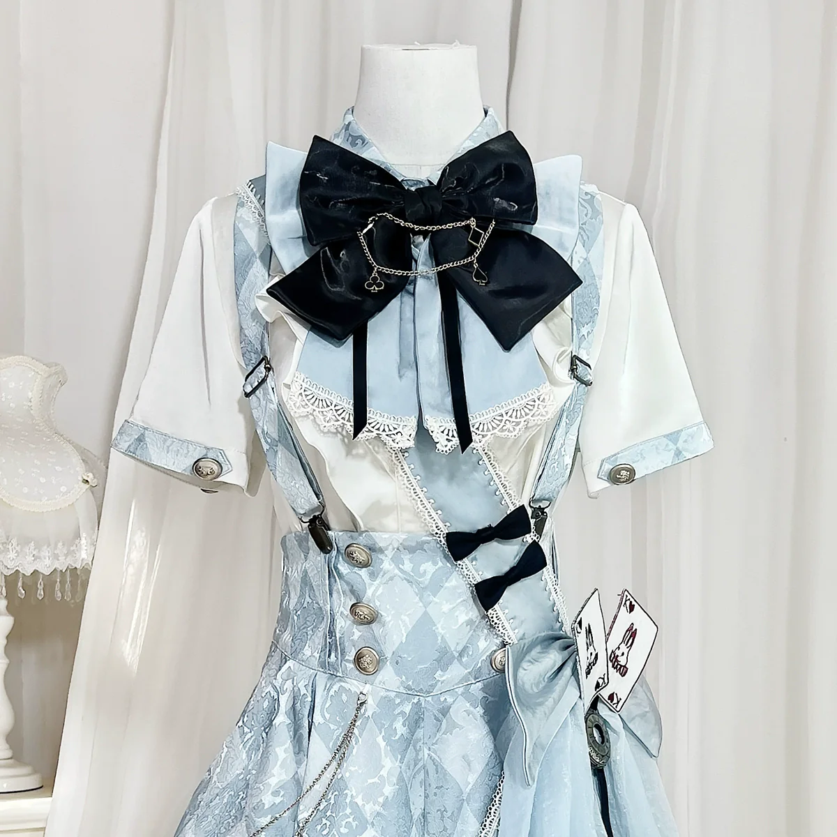 Alice in Time - Checkered Ouji Lolita Suit With Card & Rabbit Accents - Image 12